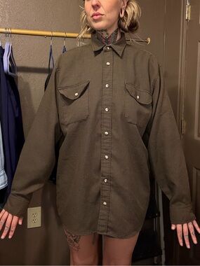 Men's Oversized Brown Houndstooth Button-Up Shirt Jacket